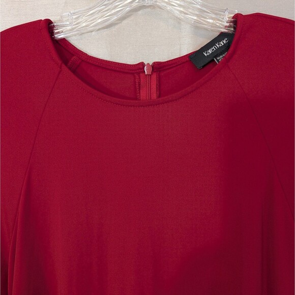Karen Kane Women's Size LARGE Red Jersey Knit Swing Holiday Dress Made in USA - Picture 9 of 12